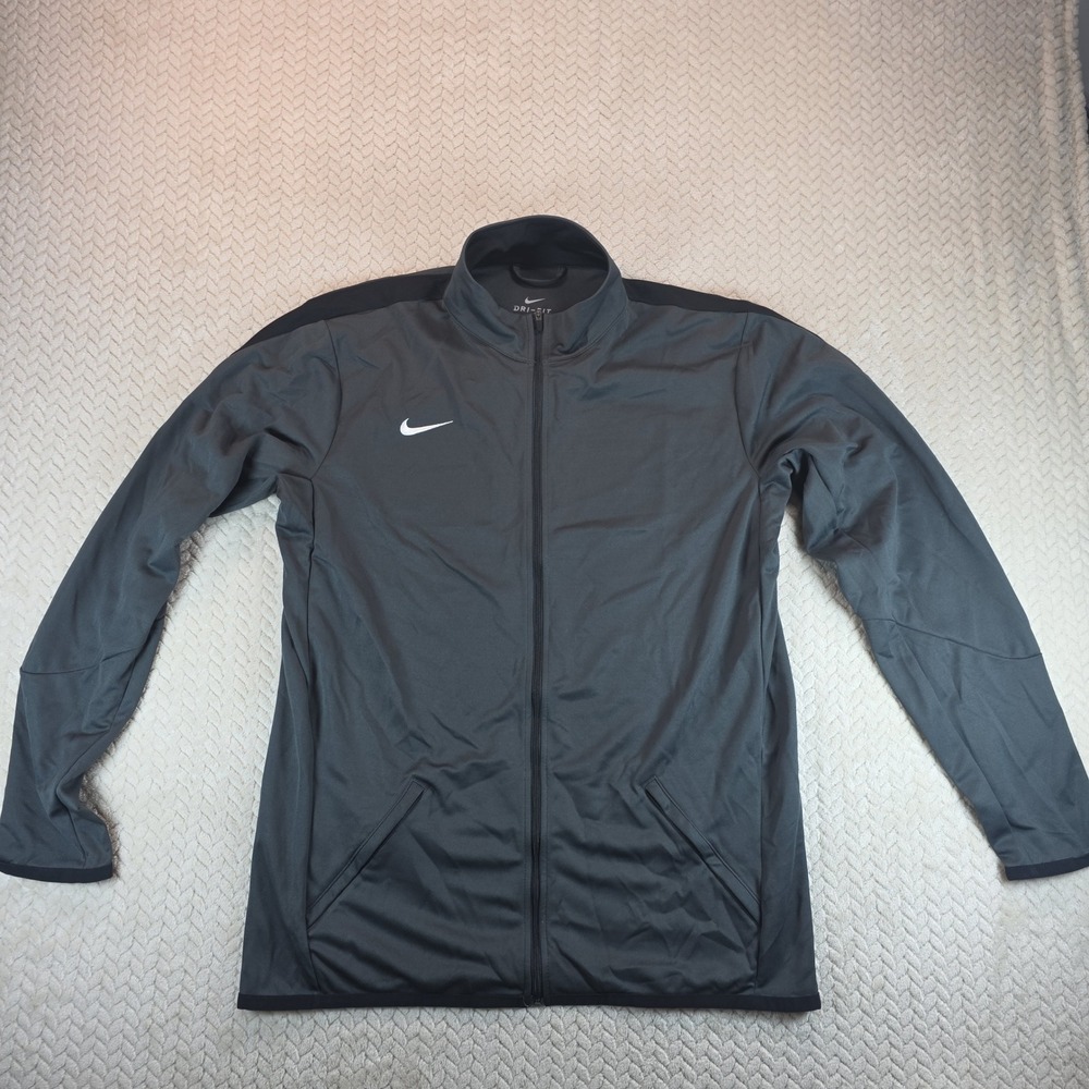 Nike Mens Dri-FIT Full Zip Track Jacket Gray Black APS070-062 Large